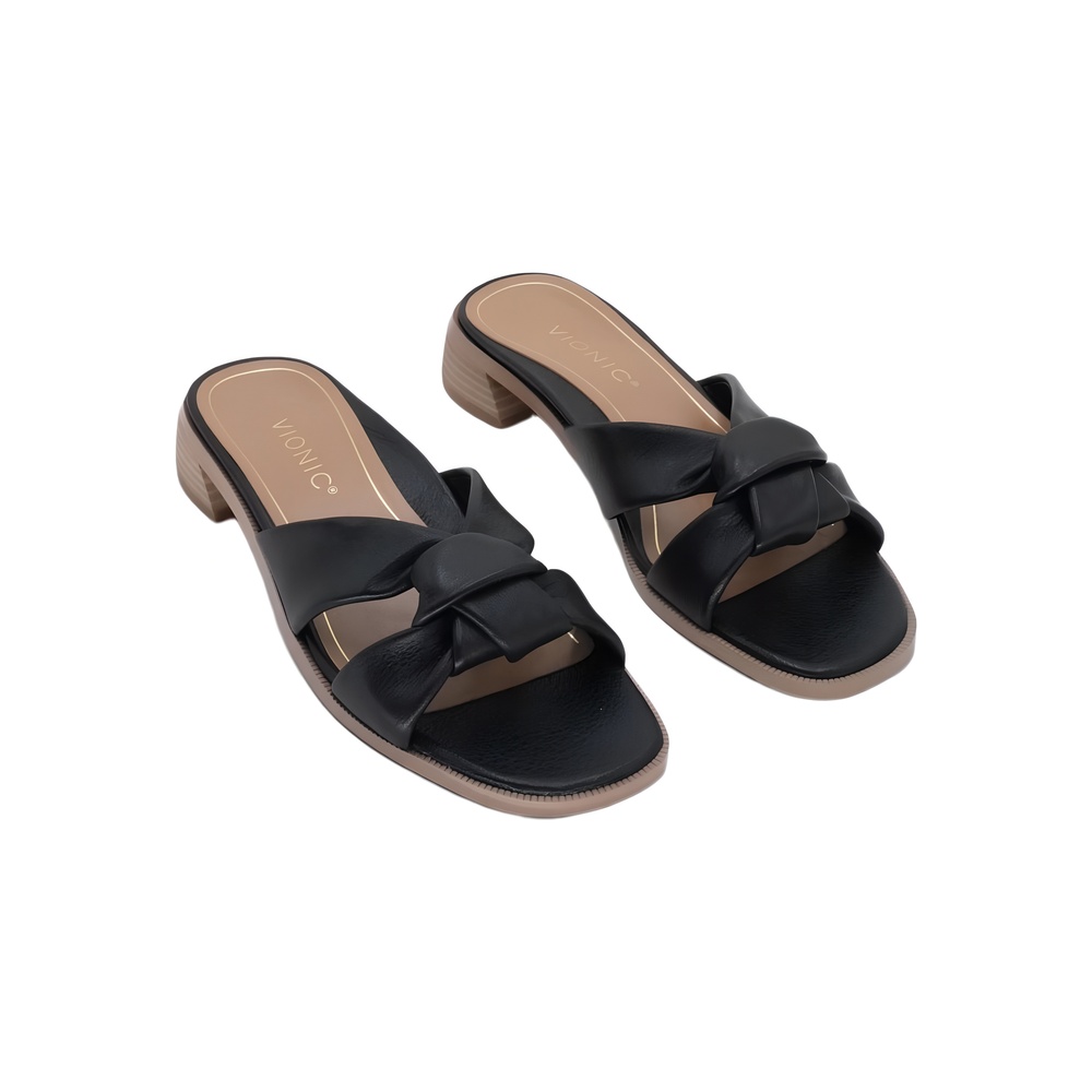 Vionic Womens Mabel Slip On Sandal Black Leather Size 7.5M